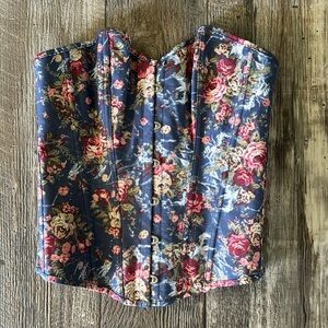 🌟Alivila Fashion 🌟Corset Floral 🌟Embroidered Rose LaceUp Corset G String, Large
